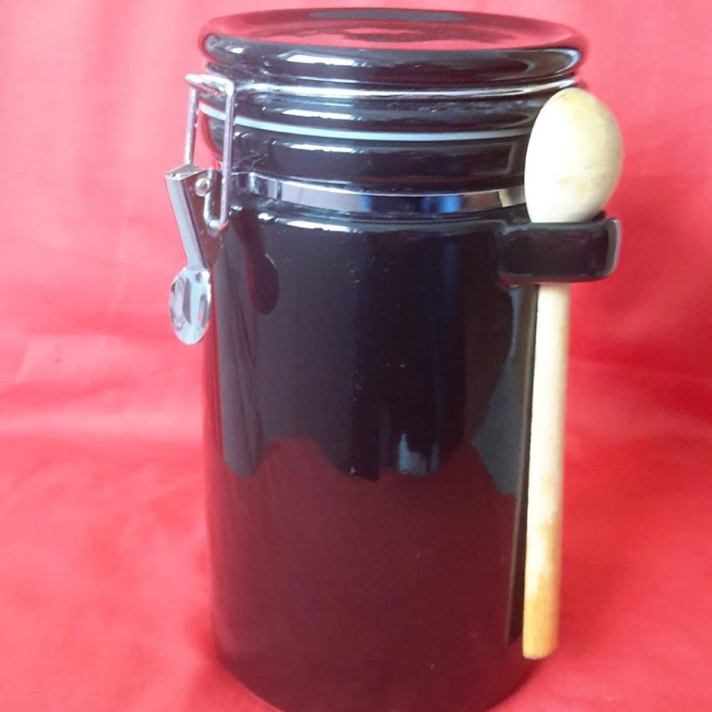 Vintage Black Locking Hinged Lid Jar